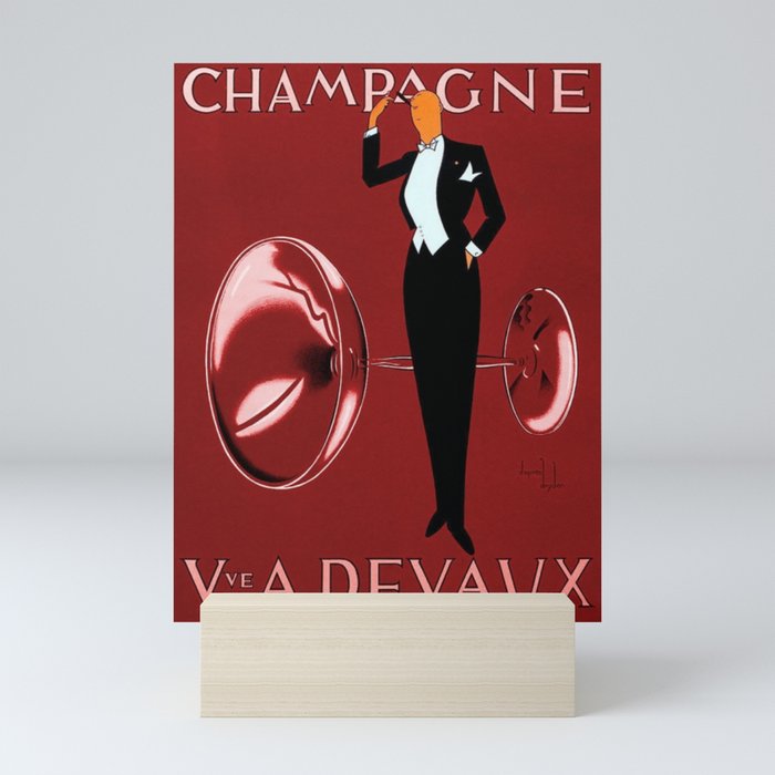 Vintage Champagne Red Paris, France Jazz Age Roaring Twenties Advertisement Poster - Posters Mini Art Print