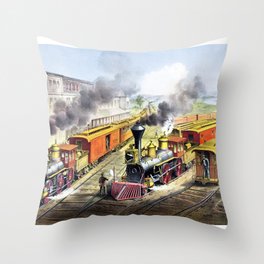 Steam Trains Throw Pillow