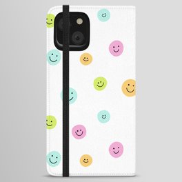 Happy Face Pattern (pastel) iPhone Wallet Case