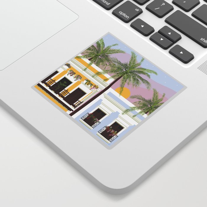 Puerto Rico Houses in the Sunset Sticker