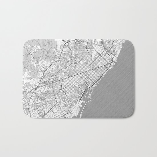 Barcelona Map Line Bath Mat