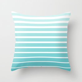 Ombre Stripes - Caribbean Blue and White Throw Pillow