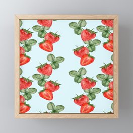 Trendy Summer Pattern with Strawberries Framed Mini Art Print