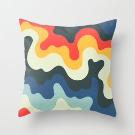 Vintage Retro 50s and 60s Abstract Soft and Flowing Layers Swirl Pattern Waves Art Vintage Color Palette Throw Pillow