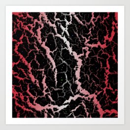 Cracked Space Lava - Coral/White Art Print