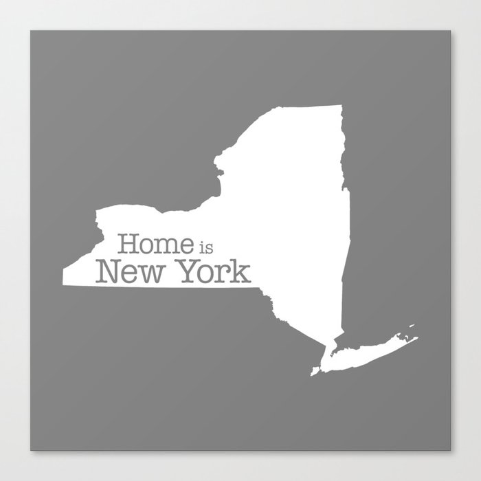 Home is New York - State outline on gray Canvas Print