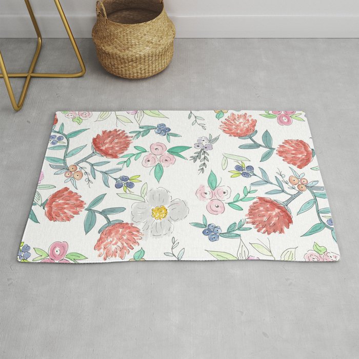 Floral Watercolor Pattern Rug by 2014 | Society6