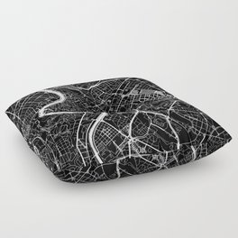 Rome, Italy, City Map - Black Floor Pillow