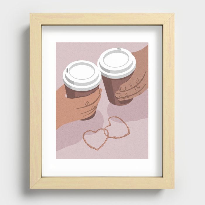 Love and Coffee Recessed Framed Print