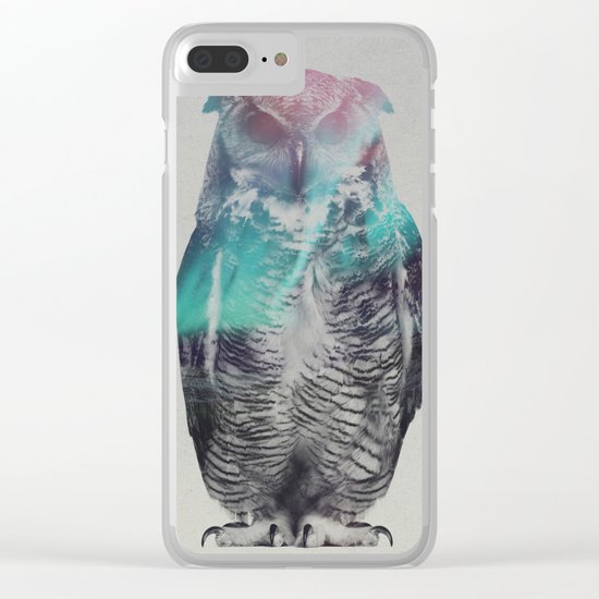 Owl In The Aurora Borealis Clear iPhone Case