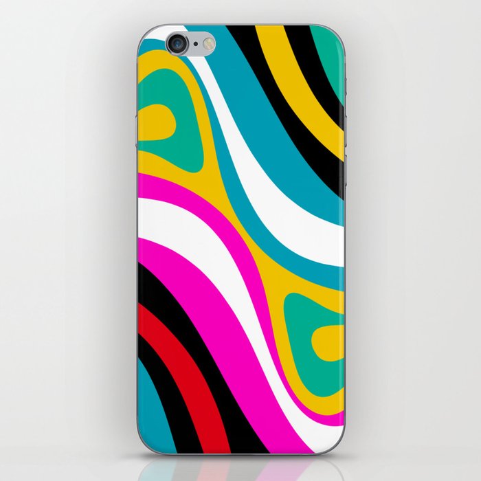 New Groove Retro Swirl Abstract Pattern in Bright 80s Colors iPhone Skin