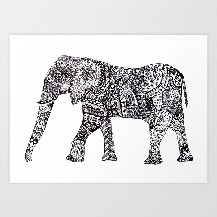 Elephant zentangle, pens, A4 : r/Art