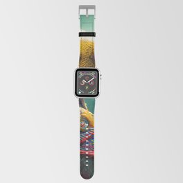 A fantasy portrait of an unusual bird in a fairy-tale elfin forest. Fabulous flower garden and cute fantasy birds. Concept of a colorful magic bird. Apple Watch Band