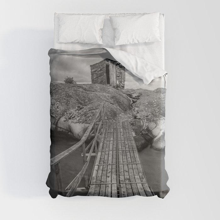 The Old Fishing Hut In The Storm Duvet Cover