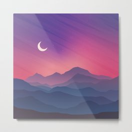 Crescent Moon Metal Print | Sunset, Adventure, Beauty, Illustration, Nightsky, Inktober, Purplepinksky, Cottoncandy, Enviornment, Wallpaper 