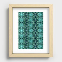 Liquid Light Series 52 ~ Blue & Green Abstract Fractal Pattern Recessed Framed Print