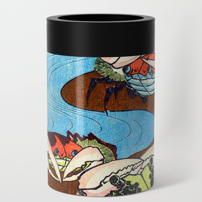 Crabs Near the Water's Edge print by Yashima Gakutei Can Cooler