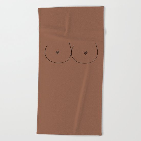 Boobs - Medium Brown Beach Towel