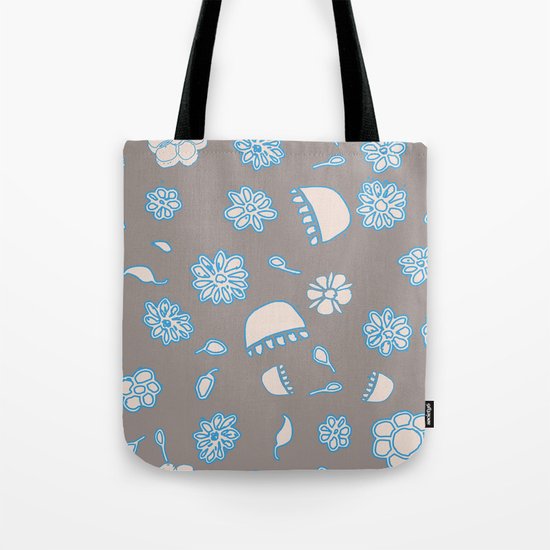 Flower border blue Tote Bag