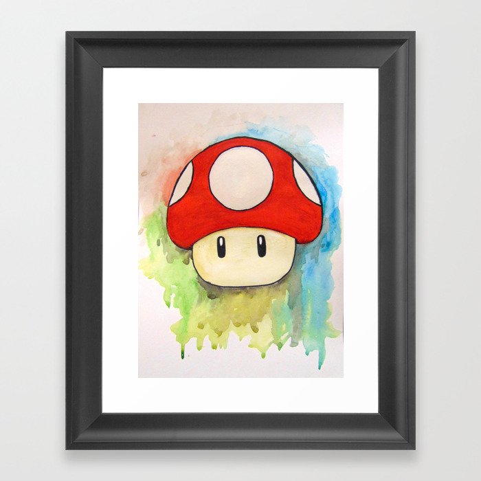 Mario abstract Mushroom Framed Art Print
