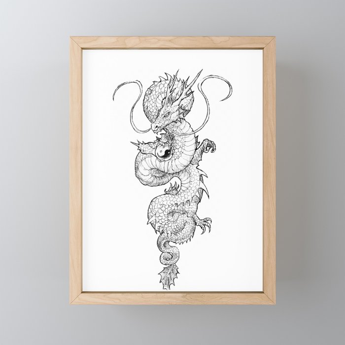 chinese dragon tattoo japanese dragon drawing dragon ink dragon Framed Mini Art Print