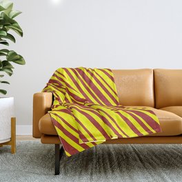 [ Thumbnail: Yellow & Brown Colored Lined Pattern Throw Blanket ]
