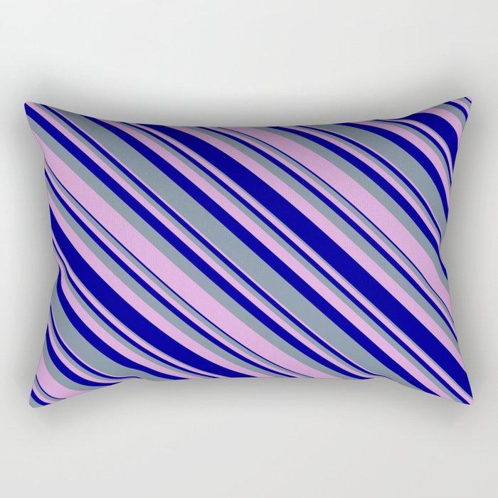 Light Slate Gray, Plum, and Dark Blue Colored Lines/Stripes Pattern Rectangular Pillow