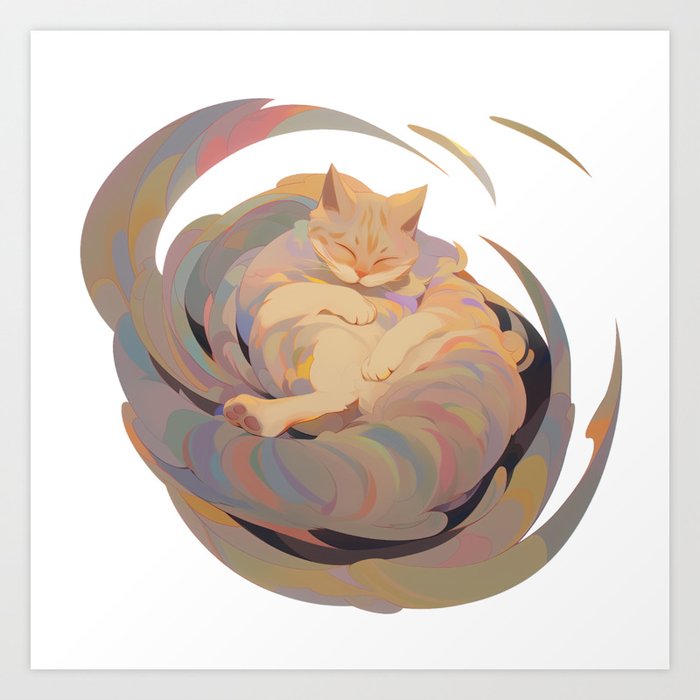 Comfortable Cat Art Print