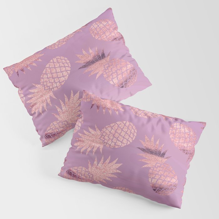 Pretty Pink & Rose Gold Pineapple Pattern Pillow Sham