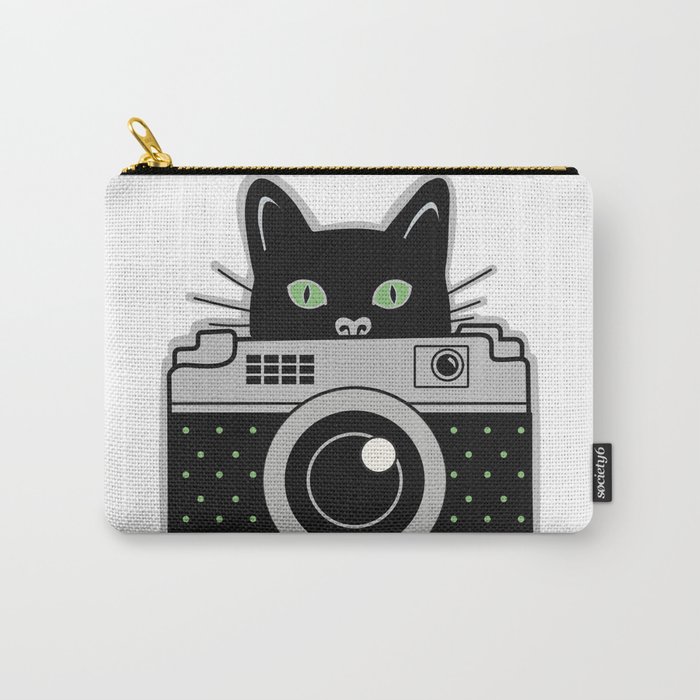 Black Cat and Camera Carry-All Pouch