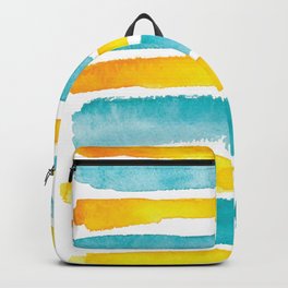 Watercolor yellow and turquoise stripes Backpack