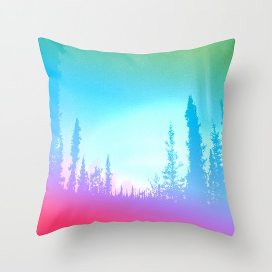 Bright Colorful Forest Throw Pillow