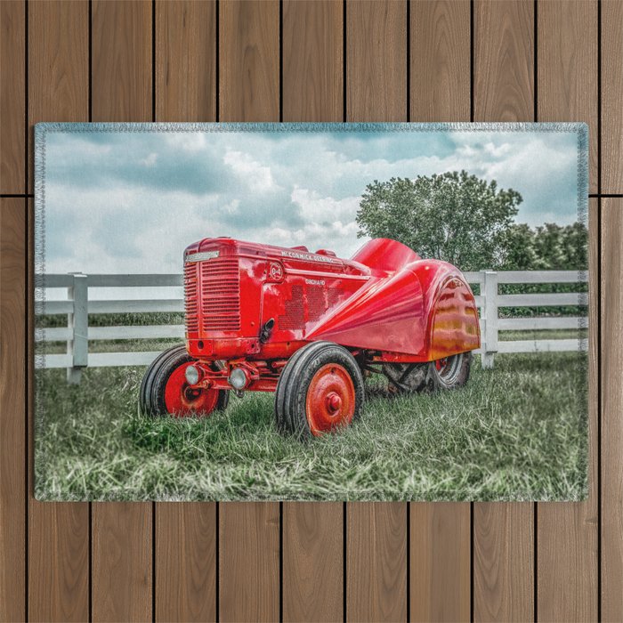 Vintage Orchard Tractor McCormick Deering Outdoor Rug