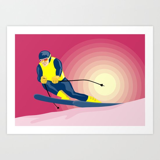 Skiing Slalom Downhill Art Print