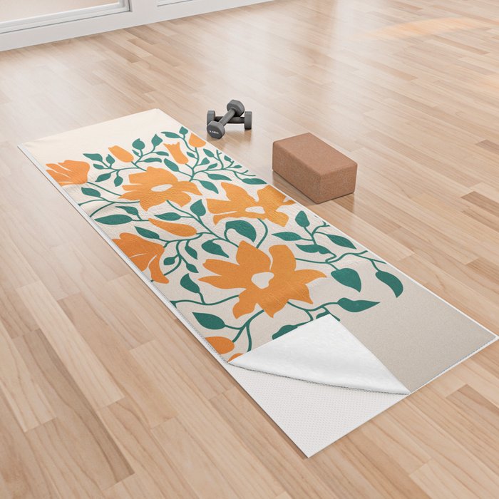 Tangerine & Pine: Matisse Flowers & Leaves Yoga Towel