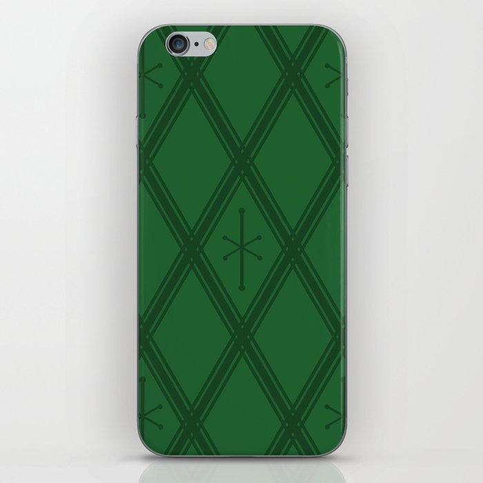 Retro Criss Cross Forest Green iPhone Skin