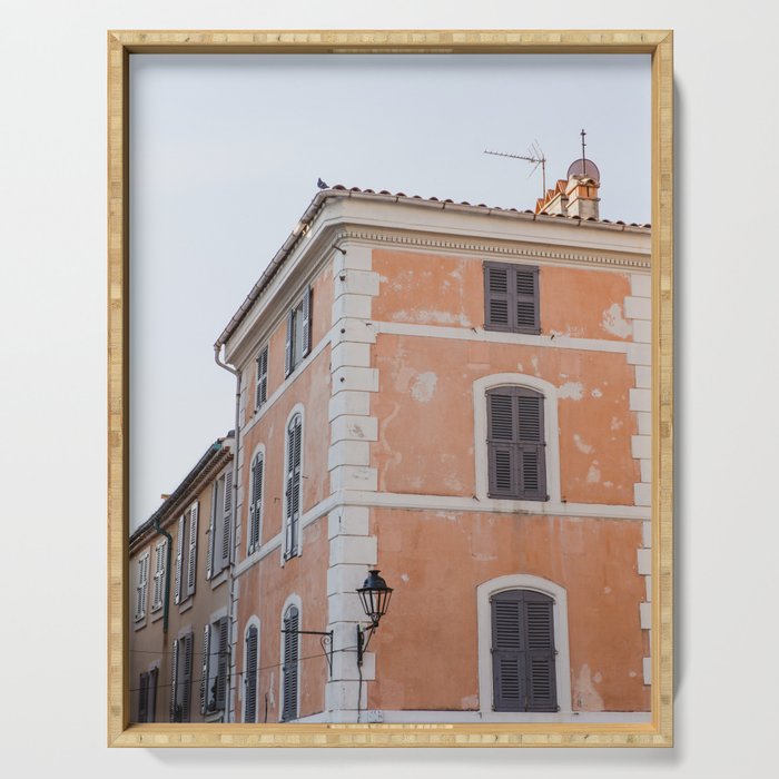 Pastel Building in Saint-Tropez South France | Fine Art Travel Photography Serving Tray