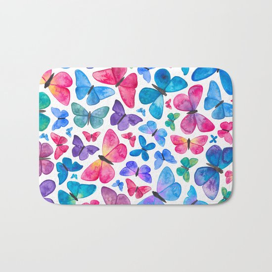 Watercolour Butterflies Bath Mat
