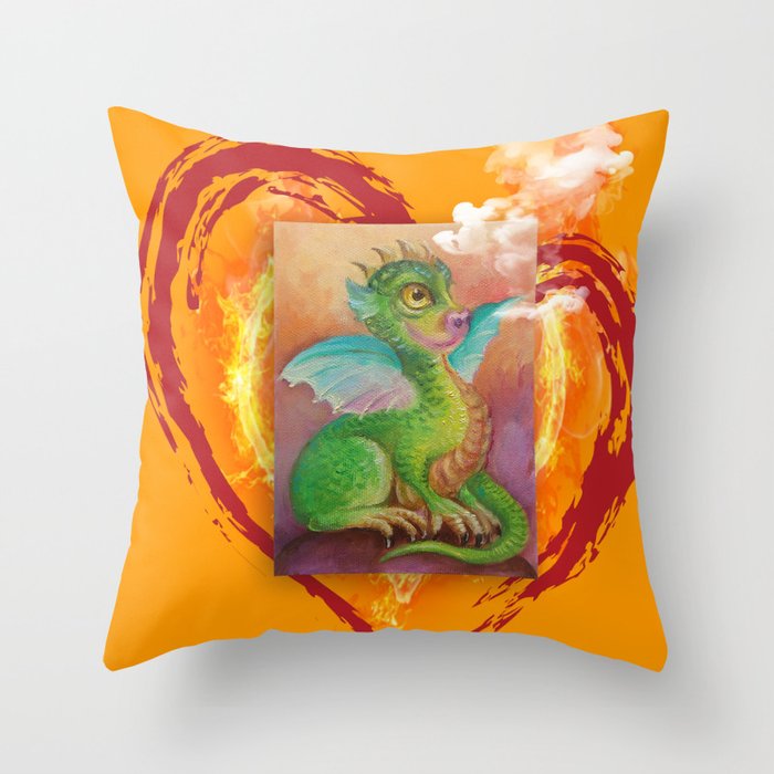 Heart of Baby Dragon Throw Pillow