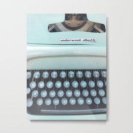 Vintage Typewriter | Blue | Antique  Metal Print