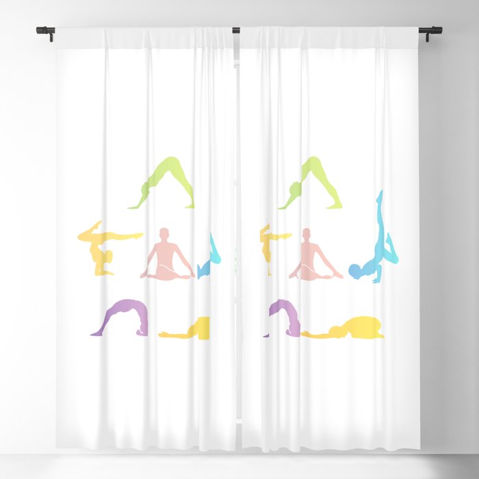 People performing yoga in different poses Blackout Curtain