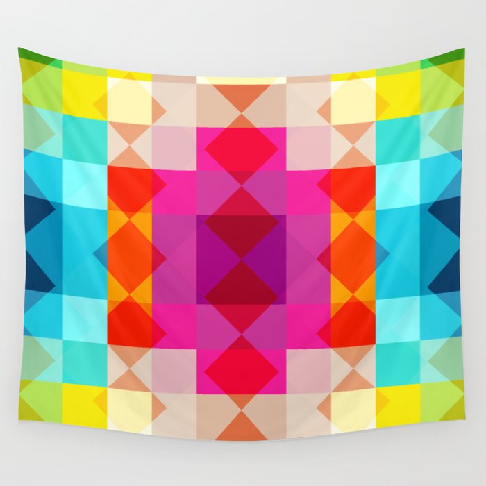 Panes - Colorful Decorative Abstract Art Pattern Wall Tapestry