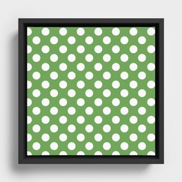 Green & White Polka Dots Framed Canvas