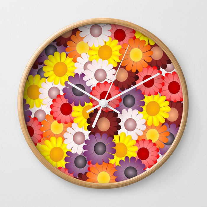 Colorful Daisies Wall Clock