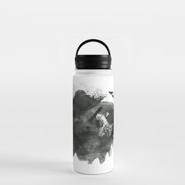 Abstract ink background. Marble style. Black paint stroke texture on white paper Grunge mud art. Macro image of pen juice. Dark Smear.   Water Bottle