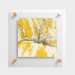 Genoa, Italy. City Map Painting. Yellow Collage. Summer Floating Acrylic Print