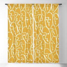 Faces (Mustard Yellow) Blackout Curtain