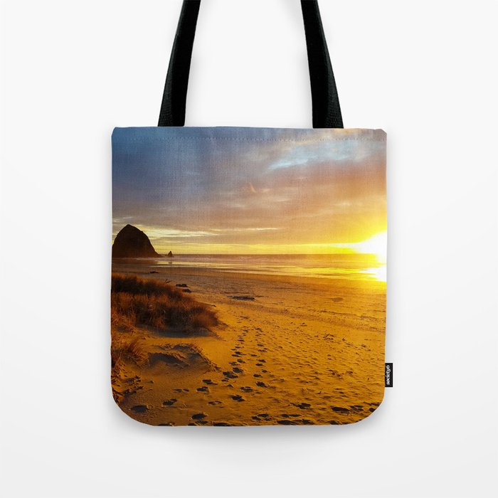 Cannon Beach Oregon at Sunset Haystack Rock Tote Bag