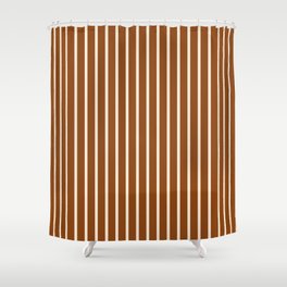 [ Thumbnail: Brown & Beige Colored Lines Pattern Shower Curtain ]