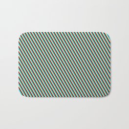 [ Thumbnail: Maroon, Dark Turquoise & Beige Colored Lines/Stripes Pattern Bath Mat ]